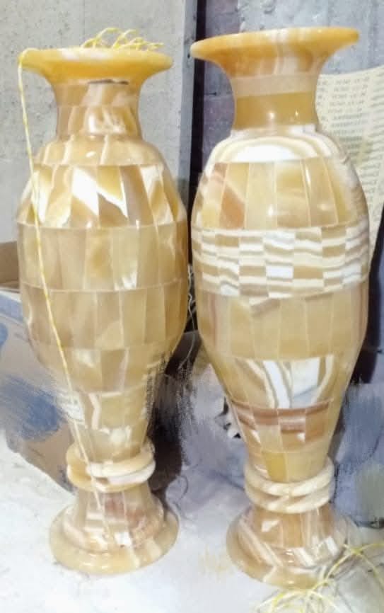 Hand-Carved Egyptian Alabaster Vase — Amber Glow Natural Stone Vase