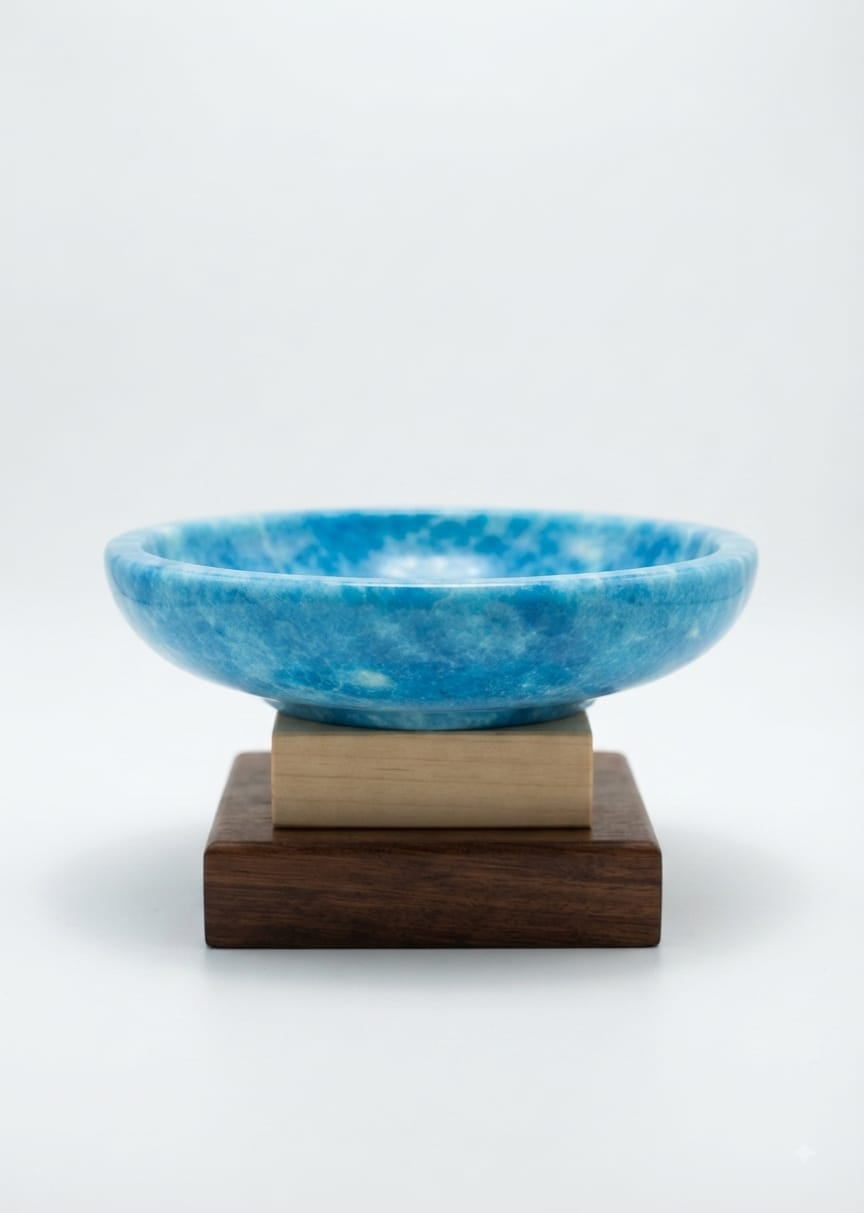 One-of-a-Kind Handcrafted Egyptian Alabaster Decorative Bowl — Blue Onyx