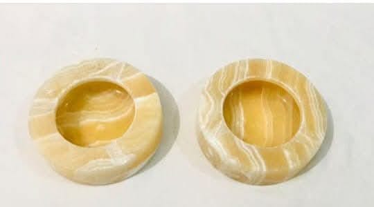 Golden Amber Alabaster Ring Bowl — Hand-Carved Egyptian Stone