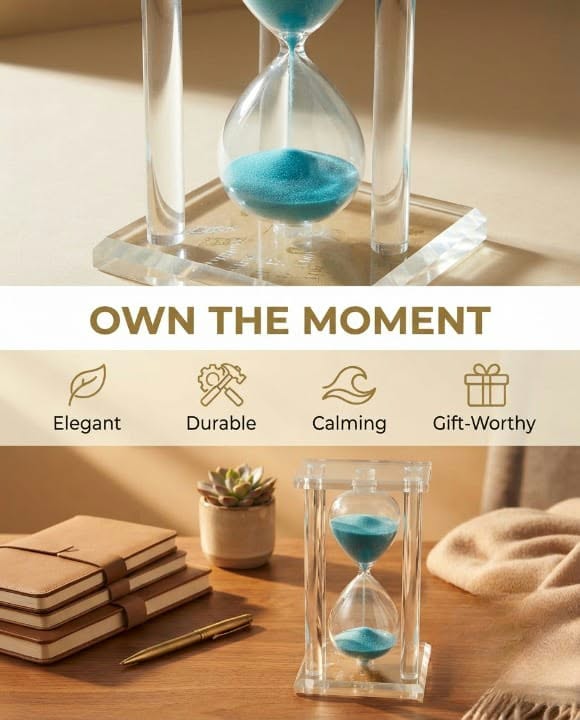 Crystal Frame Hourglass – Turquoise Sand Timer