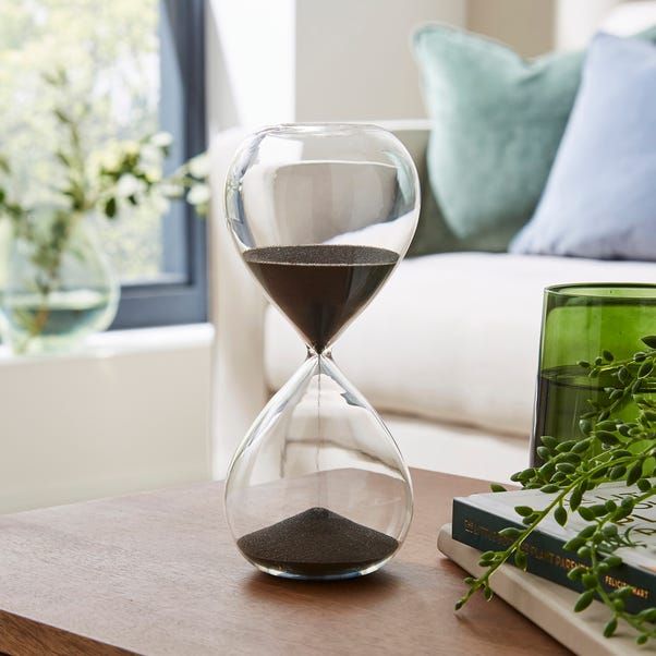 Luxury Black Sand Hourglass - 15 Minute Executive Sand Timer, Elegant Glass Desk Decor for Office, Modern Minimalist Time Management & Productivity Tool, Unique Gift for Professionals