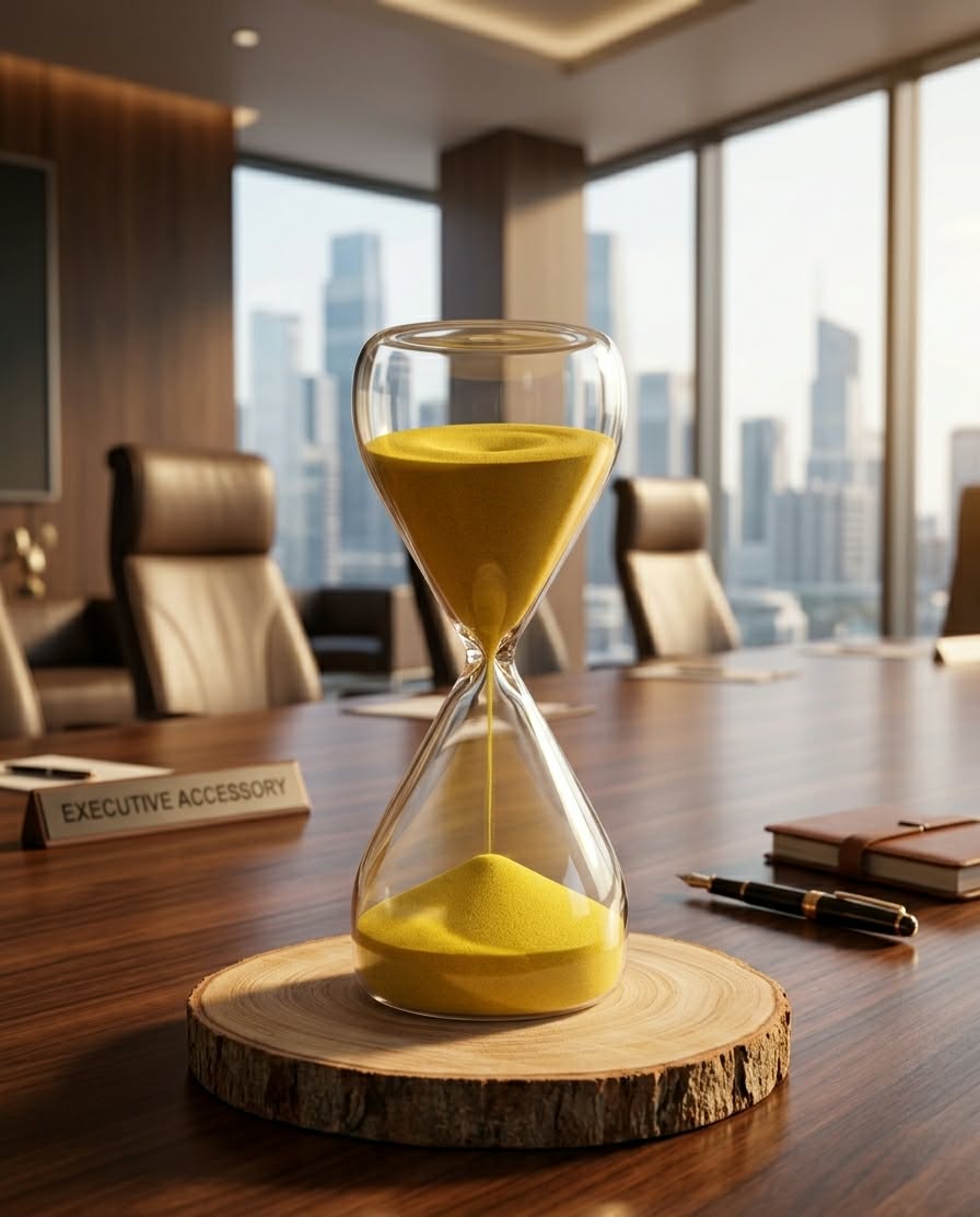 Luxury Black Sand Hourglass | 30-Minute Focus Timer | Wood Base