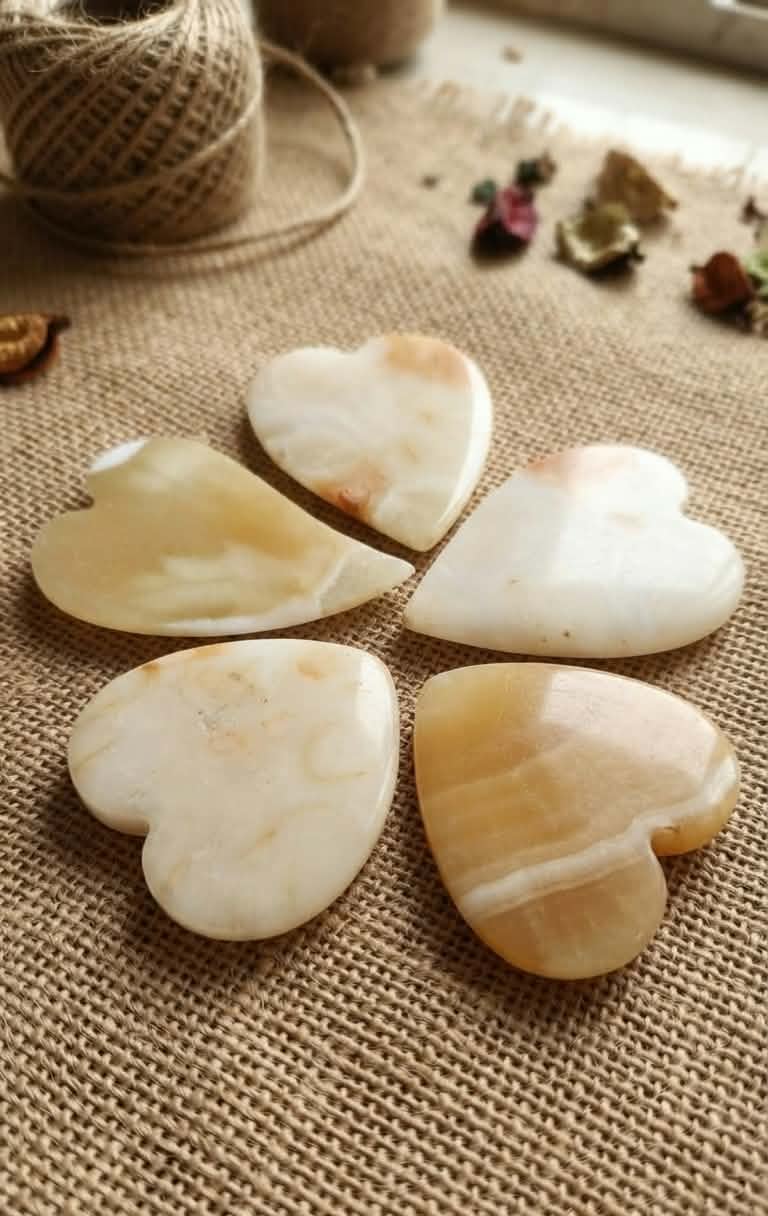 Nile Alabaster Hearts Gua Sha Set (5-Piece) – 100% Natural Egyptian Onyx Facial Sculpting Tools with Organic Facial Oil | Luxury Self-Care Gift