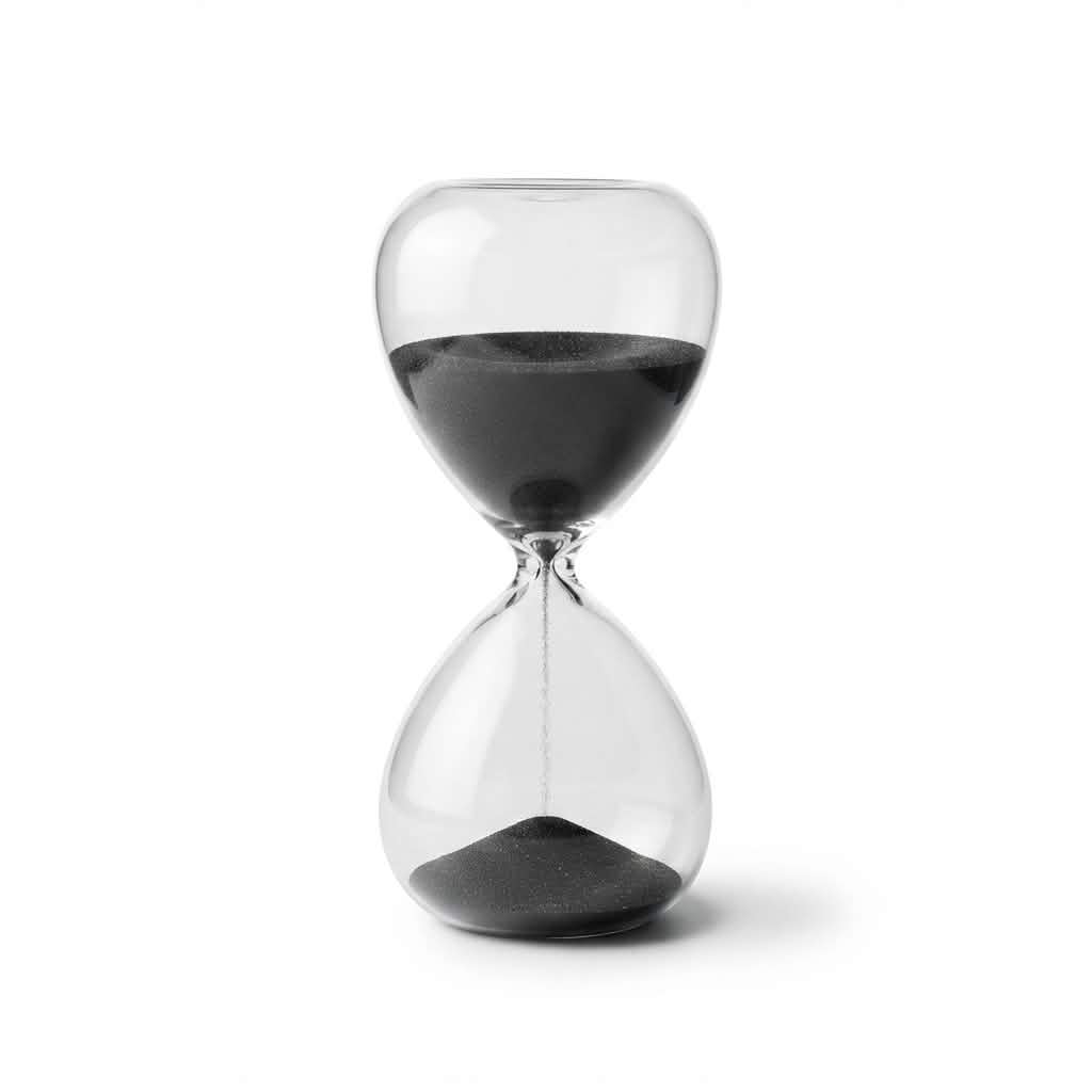 Luxury Black Sand Hourglass - 15 Minute Executive Sand Timer, Elegant Glass Desk Decor for Office, Modern Minimalist Time Management & Productivity Tool, Unique Gift for Professionals