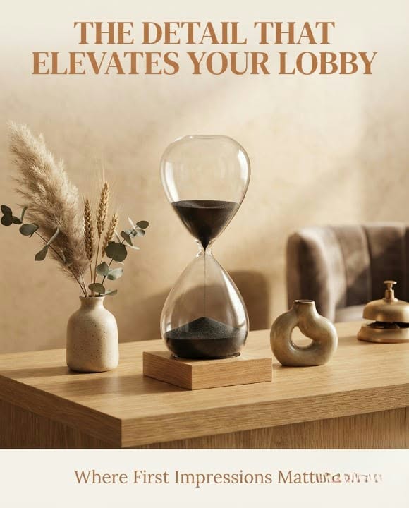 Luxury Black Sand Hourglass | 30-Minute Focus Timer | Wood Base