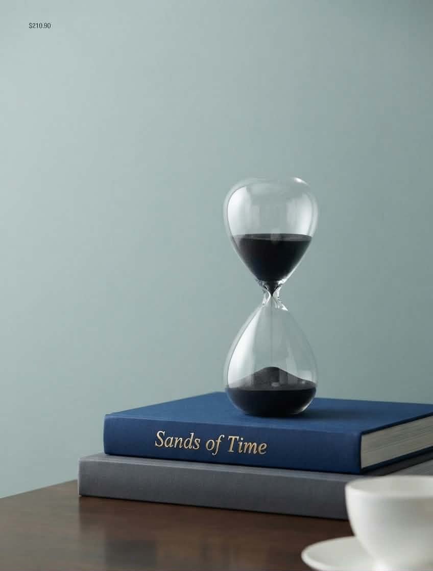 Luxury Black Sand Hourglass - 15 Minute Executive Sand Timer, Elegant Glass Desk Decor for Office, Modern Minimalist Time Management & Productivity Tool, Unique Gift for Professionals