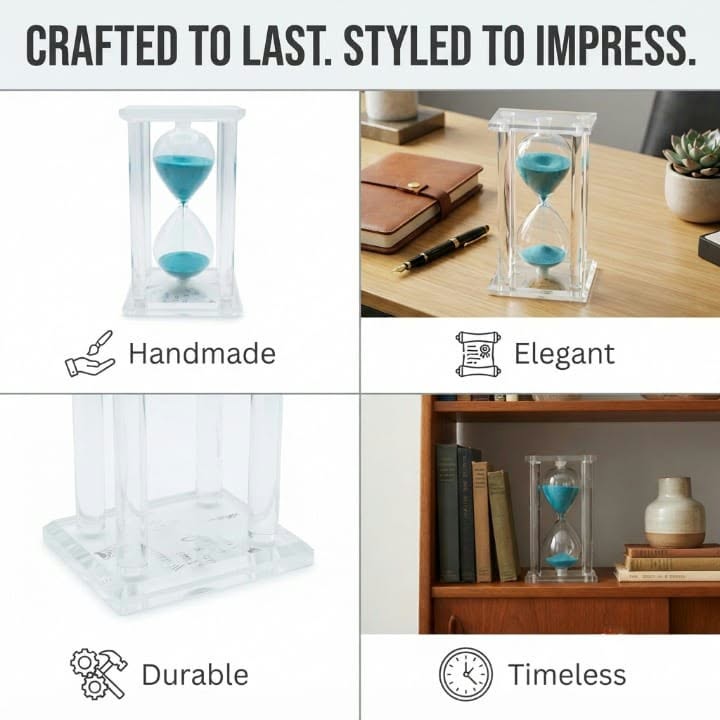 Crystal Frame Hourglass – Turquoise Sand Timer