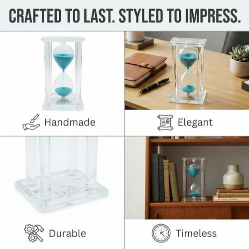 Crystal Frame Hourglass – Turquoise Sand Timer