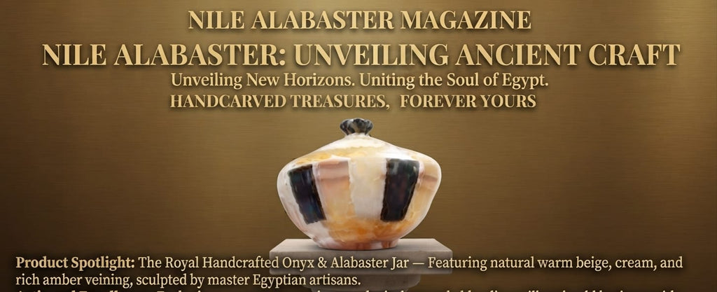 The Pharaoh's Crown Alabaster Jar — Hand-Carved Egyptian Stone