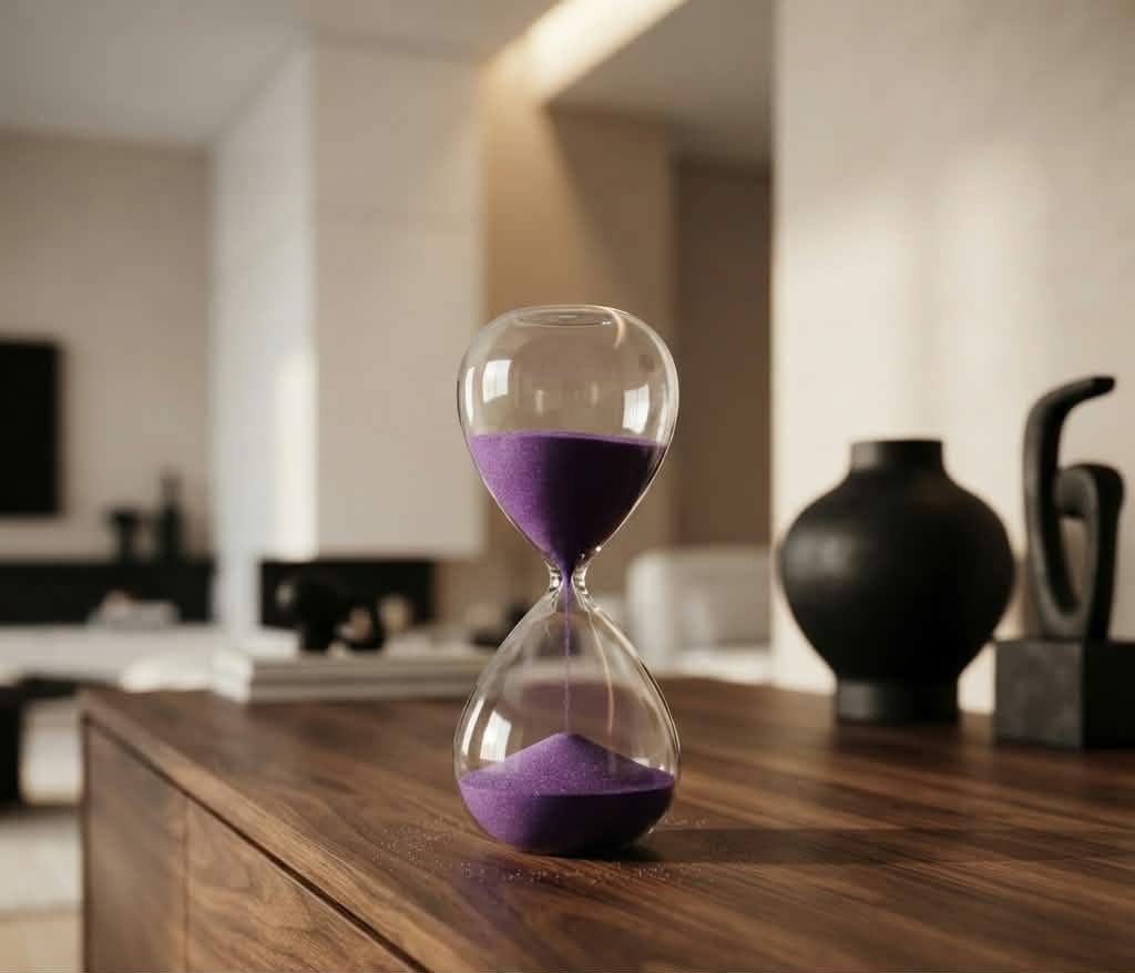 Luxury Black Sand Hourglass - 15 Minute Executive Sand Timer, Elegant Glass Desk Decor for Office, Modern Minimalist Time Management & Productivity Tool, Unique Gift for Professionals
