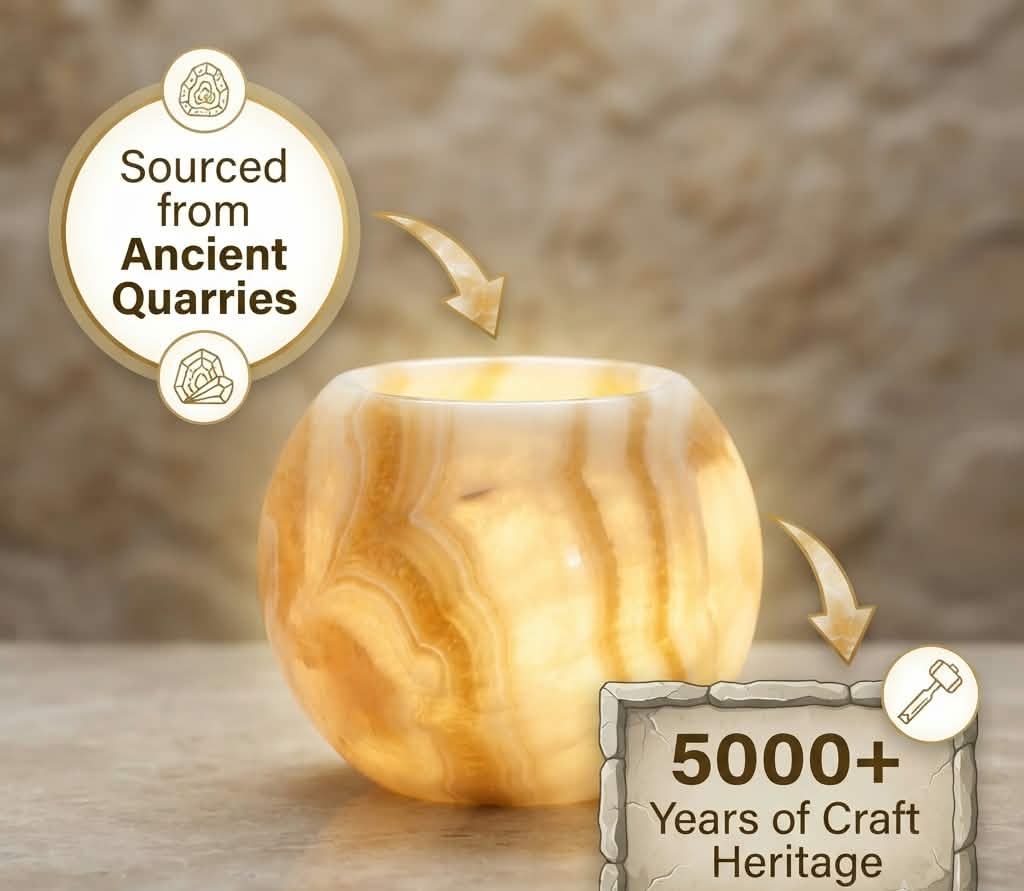 Hand-Carved Onyx Sphere Candle Holders (Set of 2) — Warm Ambient Glow