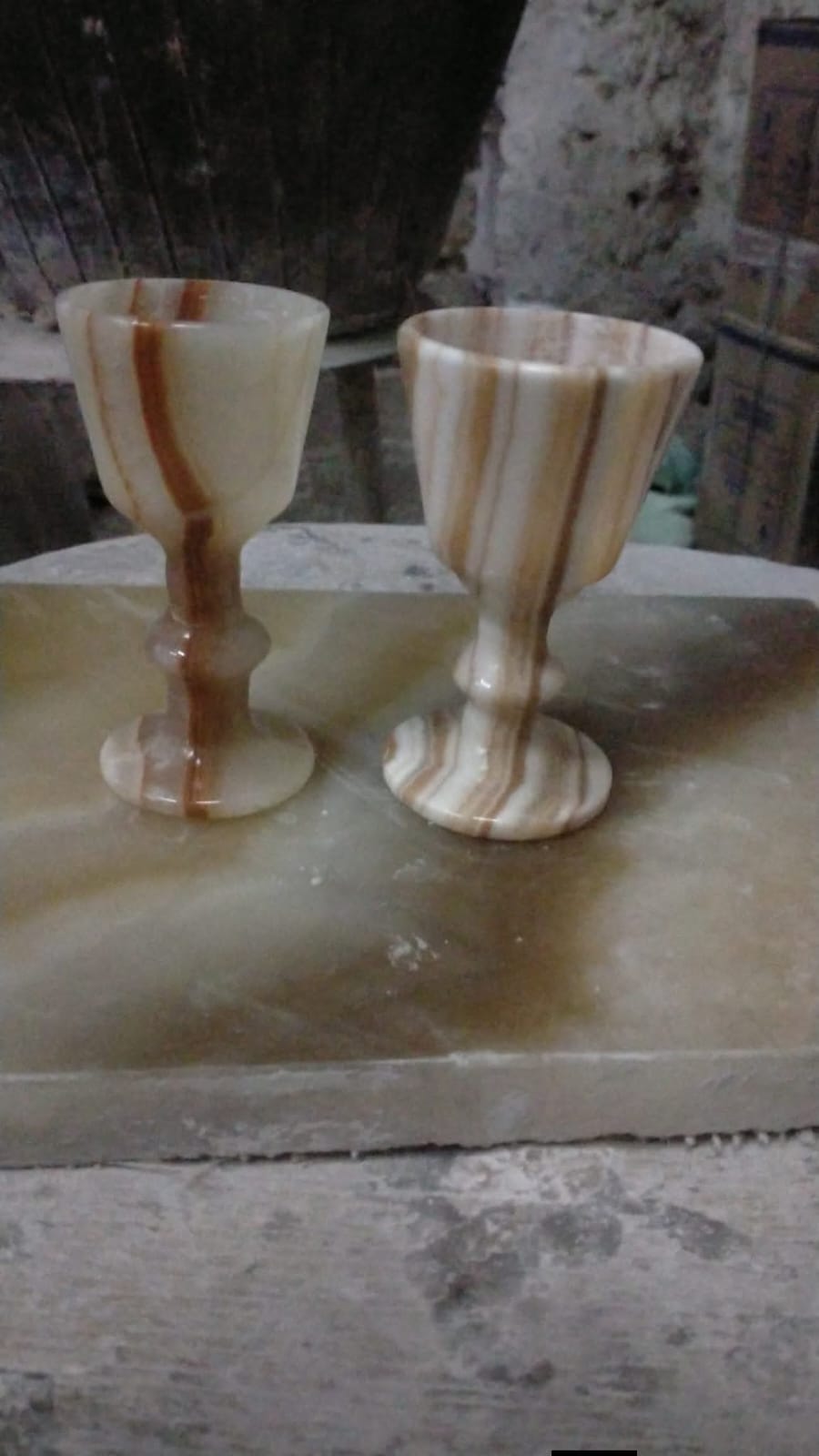 Royal Handcrafted Onyx Goblets — Hand-Carved Egyptian Stone