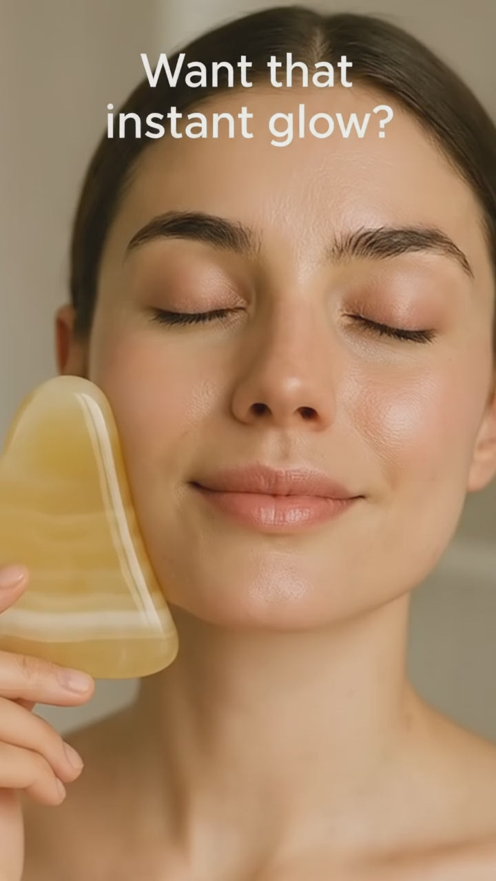 Nile Alabaster Hearts Gua Sha Set (5-Piece) – 100% Natural Egyptian Onyx Facial Sculpting Tools with Organic Facial Oil | Luxury Self-Care Gift